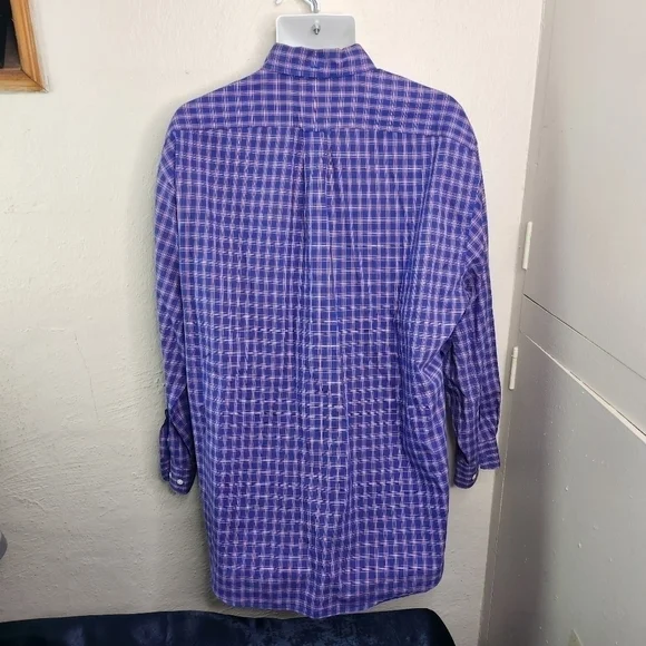 Falconnable Shirt Men Medium Button Up Long Sleeve Plaid 100% Cotton